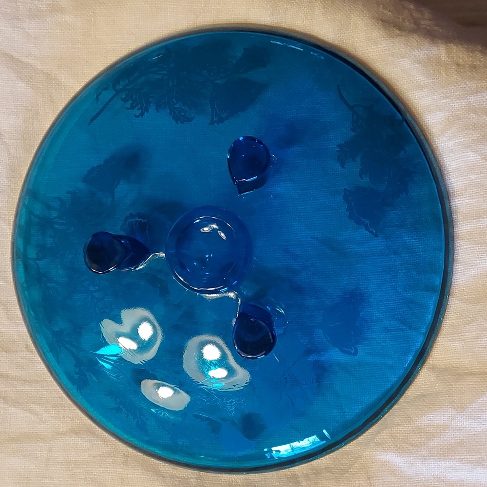 RARE color Footed Dish with Sterling Overlay 1950/1960s - Picture 2 of 7